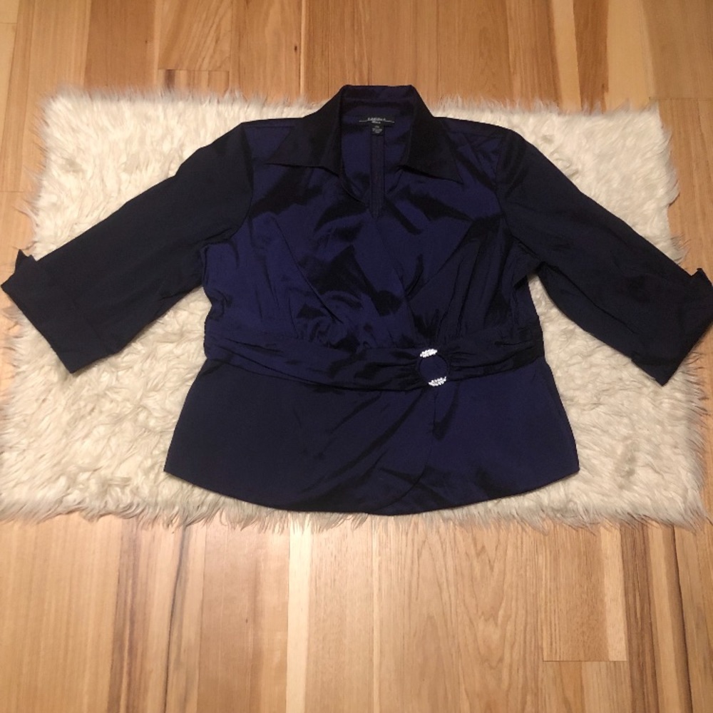 R&M Richards Purple Faux Wrap Jacket Top